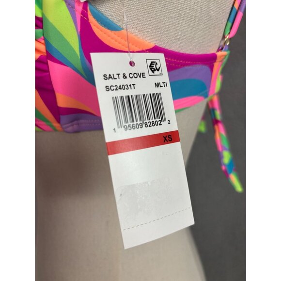 Salt + Cove Women's Juniors' Foil-Print Ruffle-Strap Bralette Bikini Top XS NWTs - Picture 6 of 7